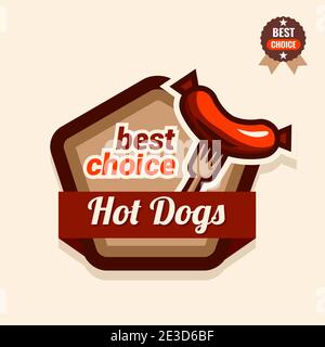 Jeu de badges, d'étiquettes, de logos, de modèles de design d'icônes pour american hotdog. Illustration de Vecteur