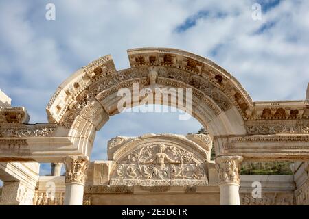 medusa tête dans l'ancienne ville d'Ephèse, Turquie Banque D'Images