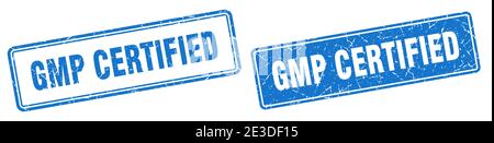 timbre carré certifié gmp. jeu d'affiches de grunge certifié gmp Illustration de Vecteur