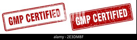 timbre carré certifié gmp. jeu d'affiches de grunge certifié gmp Illustration de Vecteur