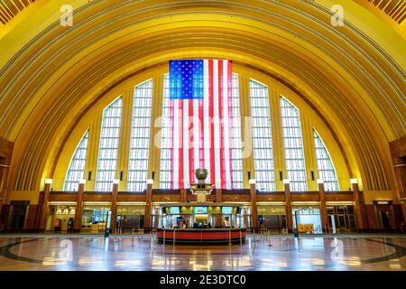 Cincinnati, Ohio, le 29 août 2020 : hall central (la rotonde) d'un bâtiment historique de Cincinnati Union terminal abritant le Cincinnati Museum Center Banque D'Images