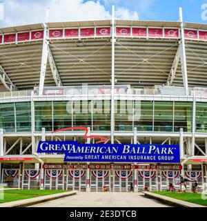 Cincinnati, Ohio, le 29 août 2020 : entrée au stade Great American ball Park, stade de l'équipe de baseball des Cincinnati Reds Banque D'Images