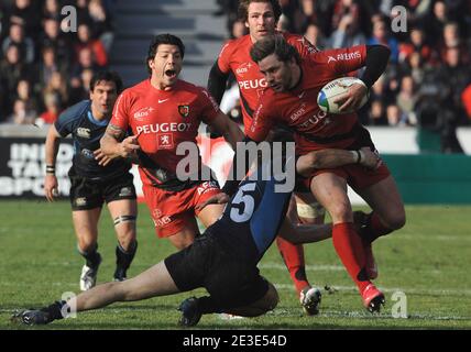 Cedric Heymans lors du match de rugby de la coupe Heineken, Stade Toulousain contre Glasgow au stade Ernest Wallon de Toulouse, France, le 17 janvier 2009. Photo de Steeve McMay/Cameleon/ABACAPRESS.COM Banque D'Images