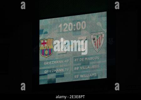 Résultat final lors du match de football final de la Super Cup espagnole entre le FC Barcelone et le Athletic Club Bilbao le 17 janvier 2021 au stade de la Cartuja à Séville, Espagne - photo Joaquin Corchero / Espagne DPPI / DPPI / LiveMedia Banque D'Images