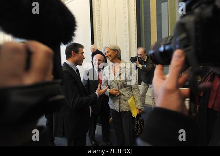 La ministre française de l'économie, de l'industrie et de l'emploi Christine Lagarde intervient lorsqu'elle a été reçue par le Premier ministre danois Anders Fogh Rasmussen au Parlement danois à Copenhague, au Danemark, le 22 janvier 2009. Photo par Elodie Gregoire/ABACAPRESS.COM Banque D'Images