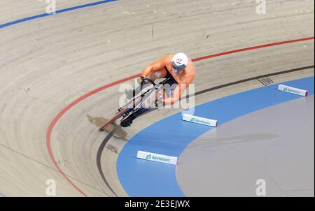 Jeffrey Hoogland des pays-Bas aux Championnats du monde de cyclisme sur piste UCI 2018 à Apeldoorn (pays-Bas). Banque D'Images