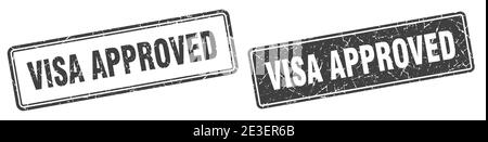 timbre carré approuvé par visa. ensemble d'affiches de grunge approuvé par visa Illustration de Vecteur