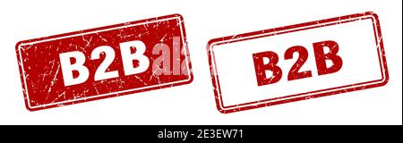 timbre carré b2b. ensemble d'affiches de grunge b2b Illustration de Vecteur