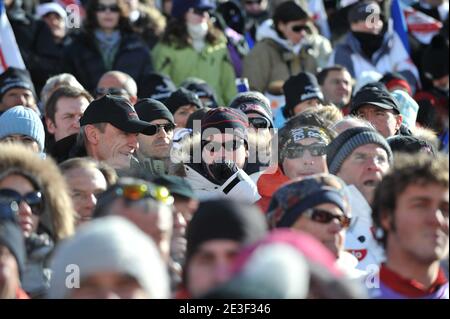 Jean-Claude Killy et le Prince Albert II de Monaco assistent à la 1ère course de slalom masculin aux Championnats du monde de ski sur le parcours face de Bellevarde à Val d'Isère, Alpes françaises, France, le 15 février 2009. Photo de Nicolas Gouhier/Cameleon/ABACAPRESS.COM Banque D'Images