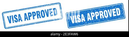 timbre carré approuvé par visa. ensemble d'affiches de grunge approuvé par visa Illustration de Vecteur