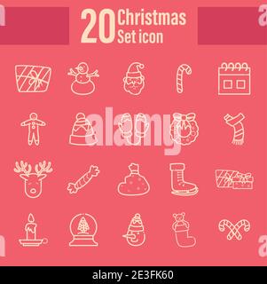 merry christmas 20 lignes style Icon Set design, hiver saison et décoration thème illustration vectorielle Illustration de Vecteur