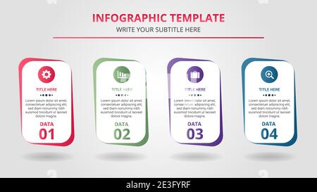 Modèle graphique coloré des étapes de l'entreprise avec quatre options Illustration de Vecteur