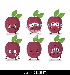 Personnage de dessin animé fruit de la passion avec une expression triste. Illustration vectorielle Illustration de Vecteur