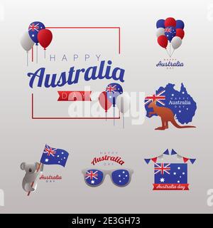 les icônes de la fête de l'australie définissent un motif vectoriel Illustration de Vecteur