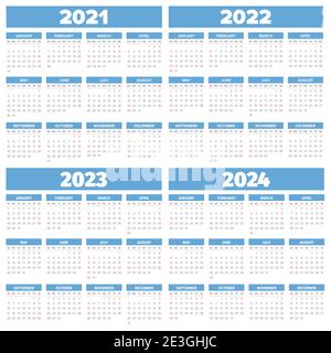 2021-24 modèle de calendrier Vector défini sur le blanc Illustration de Vecteur