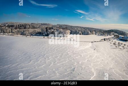 Fantastique excursion en raquettes dans les merveilles hivernales du Gehrenberg Près du lac de Constance Banque D'Images