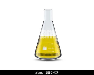 Erlenmeyer sur un fond blanc. 3d illustration. Banque D'Images