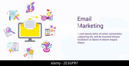 Stratégie de marketing par e-mail. Stratégie efficace pour attirer les clients. Illustration de Vecteur