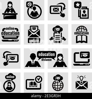 Ensemble élégant d'icônes de concept d'éducation. Illustration de Vecteur