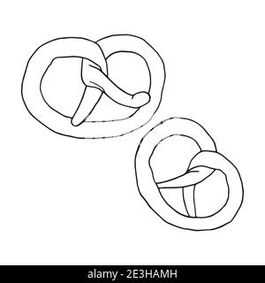 Bretzel nain à la main vector. Plat de cuisine allemande. Design sketch élément pour menu café, restaurant, étiquette et emballage. Illustration Illustration de Vecteur