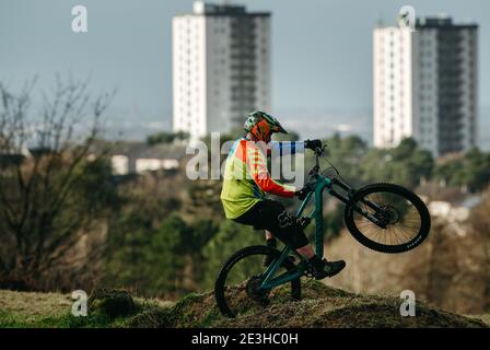 VTT, Cathkin Braes, Glasgow, Écosse Banque D'Images