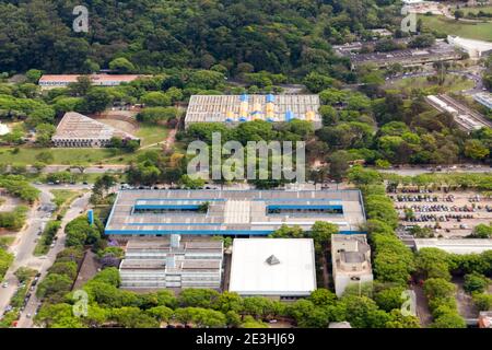 Vue aérienne du campus de l'Université de São Paulo - Brésil - FAU e FEA USP Banque D'Images