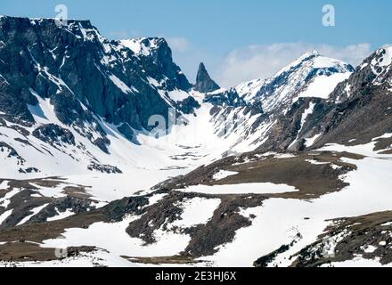 Vue de la Beartooth mountains de la Beartooth tous les American Scenic Highway entre Cooke City et Red Lodge Montana, USA. Banque D'Images