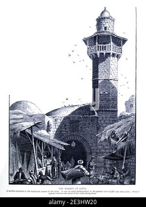 LA MOSQUÉE DE JAFFA [la mosquée El Baher [la mer]]. Une structure moderne dans le quartier nord-est de la ville. Il peut être facilement distingué dans la vue générale de Jaffa, où il apparaît entre les mâts des bateaux de pêche arabes. Gravure en bois de 'la Palestine pittoresque, le Sinaï et l'Egypte' par Wilson, Charles William, Sir, 1836-1905; Lane-Poole, Stanley, 1854-1931 Volume 3. Publié par J. S. Virtue and Co 1883 Banque D'Images