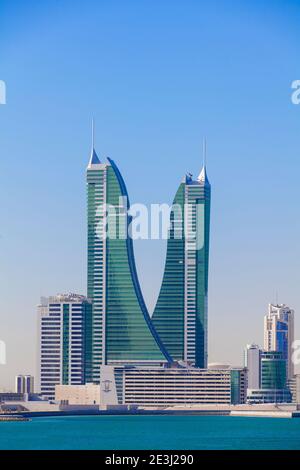 Bahreïn, Manama, Bahrain Financial Harbour, Harbour Towers Banque D'Images