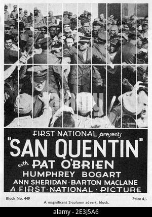 PAT O'BRIEN HUMPHREY BOGART et ANN SHERIDAN à SAN QUENTIN Directeur 1937, LLOYD BACON Story Robert Tasker et John Bright Warner Bros. / premiers distributeurs nationaux (Royaume-Uni) Banque D'Images