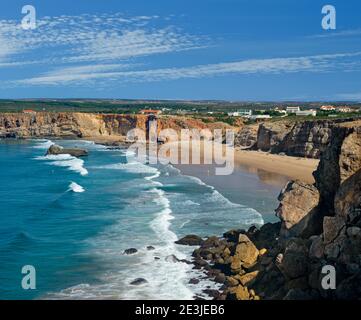 Le Portugal, l'Algarve, Sagres, Praia do Tonel beach Banque D'Images