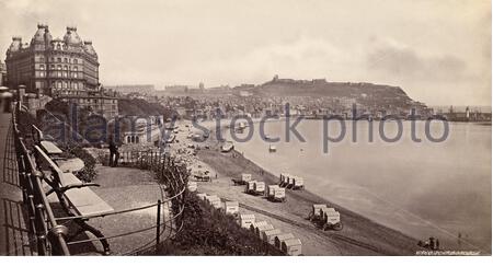 Vieille carte postale vue sur Scarborough North Yorkshire, à partir de 1873 Banque D'Images