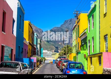 Ses rues colorées de Bo-Kaap une colonie Cape Malay à Cape Town Afrique du Sud dans la région de Western Cape Banque D'Images