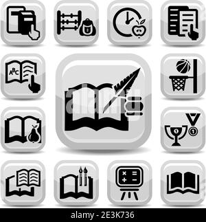 Ensemble élégant d'icônes d'école créé pour les applications mobiles, Web et. Illustration de Vecteur