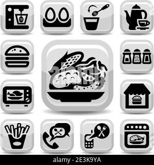 Ensemble élégant d'icônes vecteur alimentaire créé pour les applications mobiles, Web et. Illustration de Vecteur