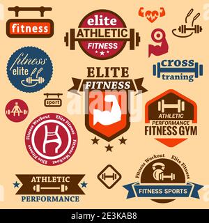 Étiquettes et logos élégants pour le sport et le fitness. Illustration de Vecteur