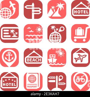 Jeu d'icônes de voyage en couleur créé pour Mobile, Web et applications. Illustration de Vecteur