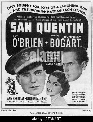 PAT O'BRIEN HUMPHREY BOGART et ANN SHERIDAN à SAN QUENTIN Directeur 1937, LLOYD BACON Story Robert Tasker et John Bright Warner Bros. / premiers distributeurs nationaux (Royaume-Uni) Banque D'Images