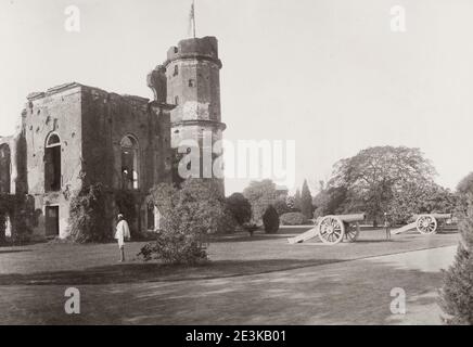 Photographie du XIXe siècle : ruines de la résidence Lucknow, Inde Banque D'Images