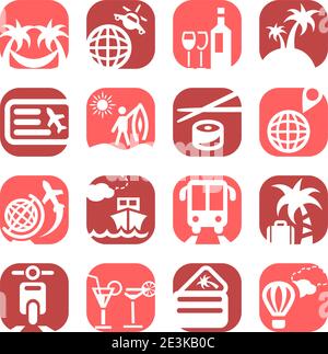 Jeu d'icônes de voyage en couleur créé pour Mobile, Web et applications. Illustration de Vecteur
