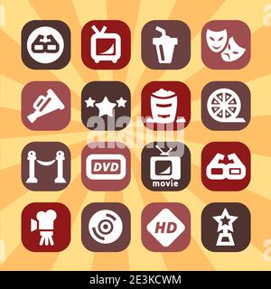 Jeu d'icônes de film couleur créé pour Mobile, Web et applications. Illustration de Vecteur