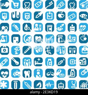 64 grandes icônes médicales colorées ensemble créé pour Mobile, Web et applications. Illustration de Vecteur
