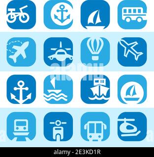 Ensemble élégant et coloré d'icônes de transport créé pour Mobile, Web et applications. Illustration de Vecteur