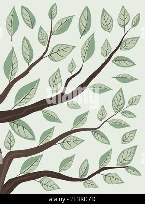 Branches et feuilles vertes Illustration de Vecteur