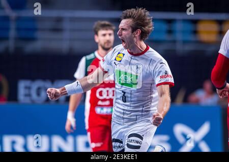 Madinat Sittah Uktubar, Égypte. 19 janvier 2021. Handball: Coupe du monde, Allemagne - Hongrie, cycle préliminaire, Groupe A, Matchday 3. Uwe Gensheimer Santé. en Allemagne Credit: Sascha Klahn/dpa/Alay Live News Banque D'Images