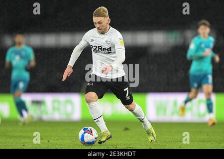 DERBY, ANGLETERRE. 19 JANVIER : Kamil Jozwiak du comté de Derby en action lors du match de championnat Sky Bet entre le comté de Derby et Bournemouth au Pride Park, Derby le mardi 19 janvier 2021. (Credit: Jon Hobley | MI News) Credit: MI News & Sport /Alay Live News Banque D'Images