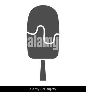 Icône de glace pleine, concept de confiserie, eskimo avec signe de glaçure de chocolat foncé sur fond blanc, icône de cally de glace en style de glyphe pour mobile Illustration de Vecteur