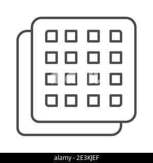 Biscuits carrés icône fine ligne, concept de confiserie, signe biscuit croustillant cookie sur fond blanc, icône crackers santé dans le style de contour pour Illustration de Vecteur