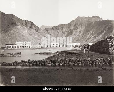 Photographie ancienne du XIXe siècle : bord de mer à Aden, Yémen. Banque D'Images