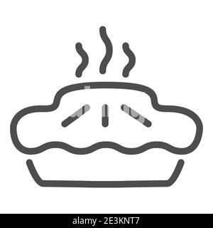 Icône de la ligne de tarte, concept de boulangerie, signe de tarte sur fond blanc, icône de gâteau chaud dans le style de contour pour le concept mobile et la conception de Web. Graphiques vectoriels. Illustration de Vecteur